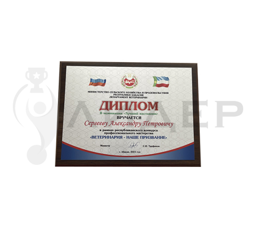 Плакетка (наградная доска) формат А5 с термопереносом